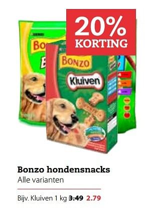 Aanbiedingen Bonzo hondensnacks kluiven - Bonzo - Geldig van 17/04/2017 tot 30/04/2017 bij Pets Place