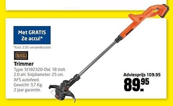 Aanbiedingen Black + decker trimmer st182320-ow - Black &amp; Decker - Geldig van 18/04/2017 tot 30/04/2017 bij Formido