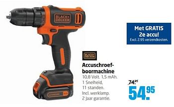 Aanbiedingen Black + decker accuschroefboormachine - Black &amp; Decker - Geldig van 18/04/2017 tot 30/04/2017 bij Formido