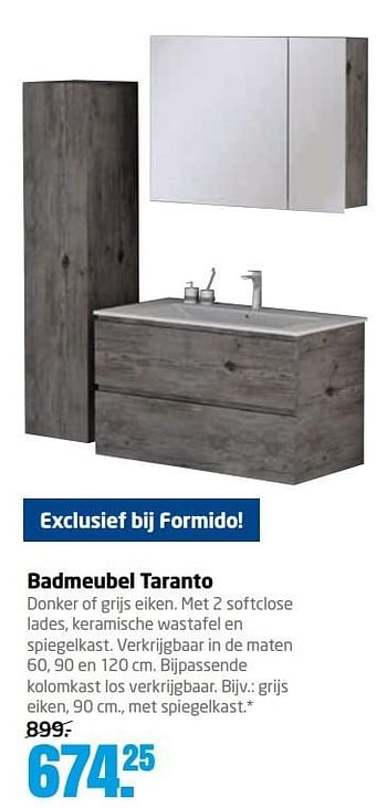 Aanbiedingen Badmeubel taranto - Huismerk - Formido - Geldig van 18/04/2017 tot 30/04/2017 bij Formido