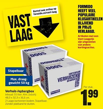 Aanbiedingen Verhuis--opbergbox - Huismerk - Formido - Geldig van 18/04/2017 tot 30/04/2017 bij Formido