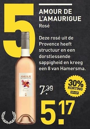 Aanbiedingen Amour de l`amaurigue - Rosé wijnen - Geldig van 18/04/2017 tot 30/04/2017 bij Gall & Gall