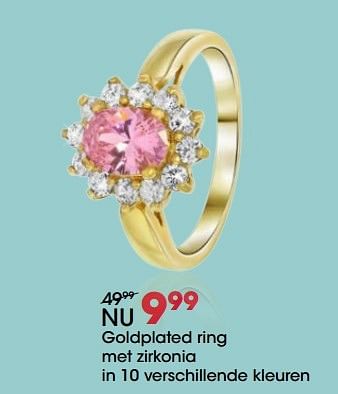 Aanbiedingen Goldplated ring met zirkonia in 10 verschillende kleuren - Nouveau Vintage - Geldig van 21/04/2017 tot 30/04/2017 bij Lucardi