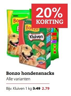 Aanbiedingen Bonzo hondensnacks - Bonzo - Geldig van 17/04/2017 tot 30/04/2017 bij Boerenbond