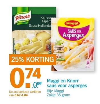 Aanbiedingen Maggi en knorr saus voor asperges - Huismerk - Albert Heijn - Geldig van 24/04/2017 tot 30/04/2017 bij Albert Heijn