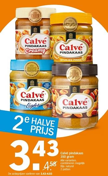 Aanbiedingen Calvé pindakaas - Calve - Geldig van 24/04/2017 tot 30/04/2017 bij Albert Heijn