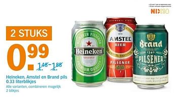 Aanbiedingen Heineken, amstel en brand pils - Huismerk - Albert Heijn - Geldig van 24/04/2017 tot 30/04/2017 bij Albert Heijn
