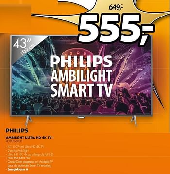 Aanbiedingen Philips ambilight ultra hd 4k tv 43pus6401 - Philips - Geldig van 24/04/2017 tot 30/04/2017 bij Expert
