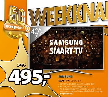 Aanbiedingen Samsung smart tv ue40k5670 - Samsung - Geldig van 24/04/2017 tot 30/04/2017 bij Expert