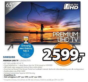 Aanbiedingen Samsung premium uhd tv ue65mu7070 - Samsung - Geldig van 24/04/2017 tot 30/04/2017 bij Expert