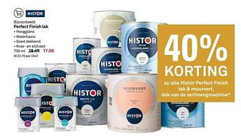 Aanbiedingen Perfect finish lak - Histor - Geldig van 24/04/2017 tot 30/04/2017 bij Karwei