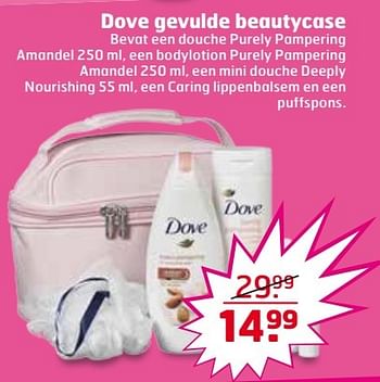 Aanbiedingen Dove gevulde beautycase - Dove - Geldig van 25/04/2017 tot 30/04/2017 bij Trekpleister
