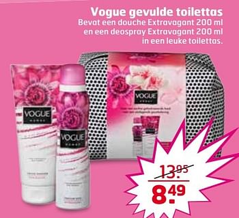Aanbiedingen Vogue gevulde toilettas - Vogue - Geldig van 25/04/2017 tot 30/04/2017 bij Trekpleister