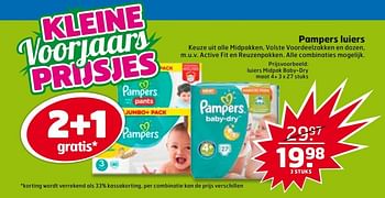 Aanbiedingen Luiers midpak baby-dry - Pampers - Geldig van 25/04/2017 tot 30/04/2017 bij Trekpleister