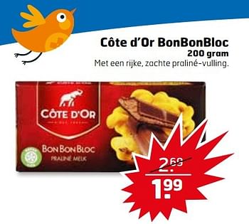 Aanbiedingen Côte d`or bonbonbloc - Cote D'Or - Geldig van 25/04/2017 tot 30/04/2017 bij Trekpleister