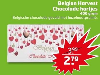 Aanbiedingen Belgian harvest chocolade hartjes - Belgian Harvest - Geldig van 25/04/2017 tot 30/04/2017 bij Trekpleister