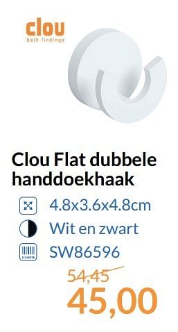 Aanbiedingen Clou flat dubbele handdoekhaak - Clou - Geldig van 01/05/2017 tot 31/05/2017 bij Sanitairwinkel