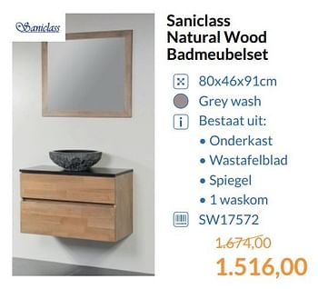 Aanbiedingen Saniclass natural wood badmeubelset - Saniclass - Geldig van 01/05/2017 tot 31/05/2017 bij Sanitairwinkel