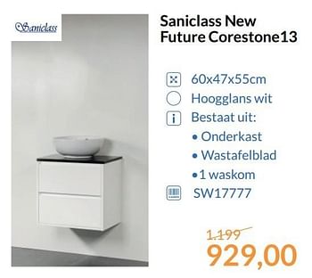 Aanbiedingen Saniclass new future corestone13 - Saniclass - Geldig van 01/05/2017 tot 31/05/2017 bij Sanitairwinkel