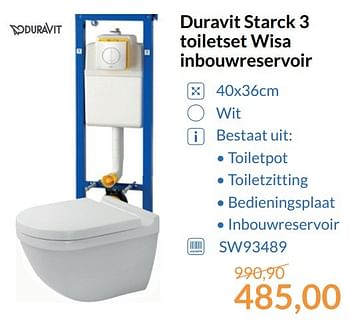 Aanbiedingen Duravit starck 3 toiletset wisa inbouwreservoir - Duravit - Geldig van 01/05/2017 tot 31/05/2017 bij Sanitairwinkel