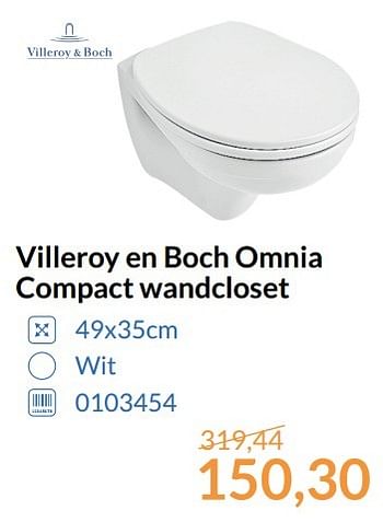 Aanbiedingen Villeroy en boch omnia compact wandcloset - Villeroy &amp; boch - Geldig van 01/05/2017 tot 31/05/2017 bij Sanitairwinkel