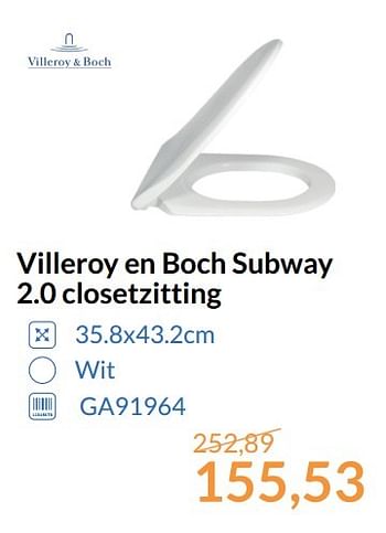Aanbiedingen Villeroy en boch subway 2.0 closetzitting - Villeroy &amp; boch - Geldig van 01/05/2017 tot 31/05/2017 bij Sanitairwinkel