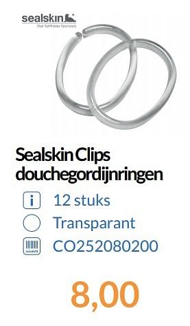 Aanbiedingen Sealskin clips douchegordijnringen - Sealskin - Geldig van 01/05/2017 tot 31/05/2017 bij Sanitairwinkel