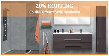 Aanbiedingen 20% korting op alle differnz style meubelen - Differnz - Geldig van 01/05/2017 tot 31/05/2017 bij Sanitairwinkel