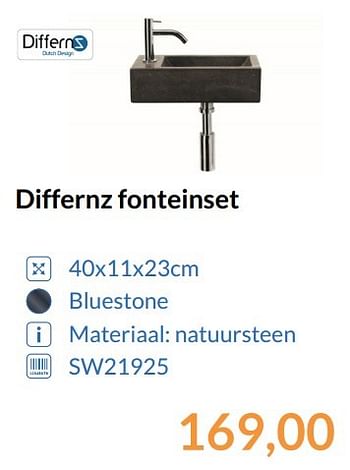 Aanbiedingen Differnz fonteinset - Differnz - Geldig van 01/05/2017 tot 31/05/2017 bij Sanitairwinkel