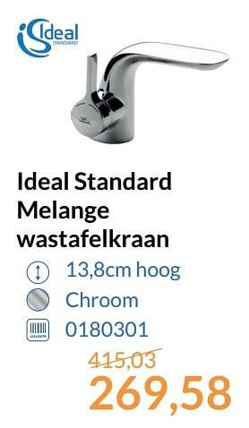 Aanbiedingen Ideal standard melange wastafelkraan - Ideal Standard - Geldig van 01/05/2017 tot 31/05/2017 bij Sanitairwinkel