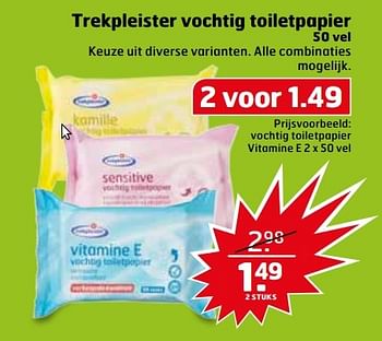 Aanbiedingen Vochtig toiletpapier vitamine e2 - Huismerk - Trekpleister - Geldig van 25/04/2017 tot 30/04/2017 bij Trekpleister