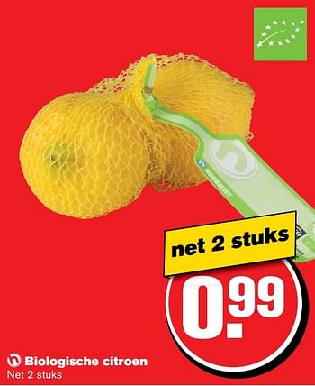 Aanbiedingen Biologische citroen - Huismerk - Hoogvliet - Geldig van 26/04/2017 tot 02/05/2017 bij Hoogvliet