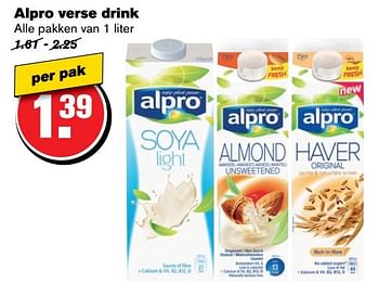 Aanbiedingen Alpro verse drink - Alpro Soya - Geldig van 26/04/2017 tot 02/05/2017 bij Hoogvliet