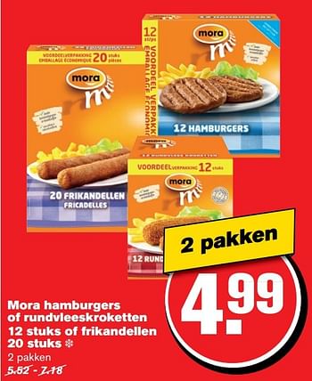 Aanbiedingen Mora hamburgers of rundvleeskroketten of frikandellen - Mora - Geldig van 26/04/2017 tot 02/05/2017 bij Hoogvliet