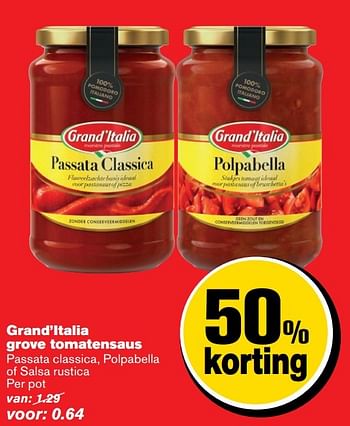 Aanbiedingen Grand`italia grove tomatensaus - grand’italia - Geldig van 26/04/2017 tot 02/05/2017 bij Hoogvliet