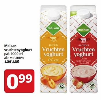 Aanbiedingen Melkan vruchtenyoghurt - Melkan - Geldig van 24/04/2017 tot 30/04/2017 bij Jan Linders