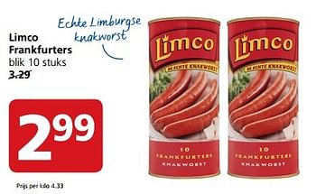 Aanbiedingen Limco frankfurters - Limco - Geldig van 24/04/2017 tot 30/04/2017 bij Jan Linders