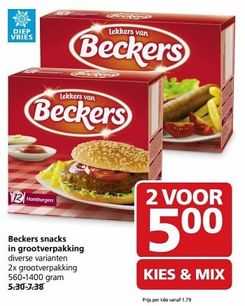 Aanbiedingen Beckers snacks in grootverpakking diverse varianten - Beckers - Geldig van 24/04/2017 tot 30/04/2017 bij Jan Linders
