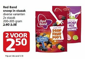 Aanbiedingen Red band snoep in stazak diverse varianten - Red band - Geldig van 24/04/2017 tot 30/04/2017 bij Jan Linders