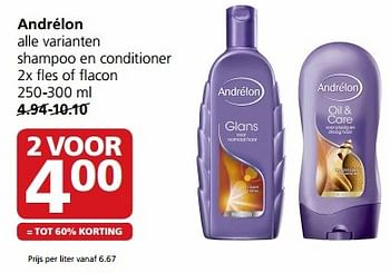 Aanbiedingen Andrélon alle varianten shampoo en conditioner - Andrelon - Geldig van 24/04/2017 tot 30/04/2017 bij Jan Linders