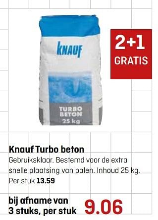 Aanbiedingen Knauf turbo beton afname - Knauf - Geldig van 17/04/2017 tot 30/04/2017 bij Multimate