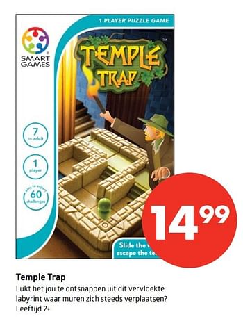 Aanbiedingen Temple trap - Smart Games - Geldig van 18/04/2017 tot 30/04/2017 bij Bruna