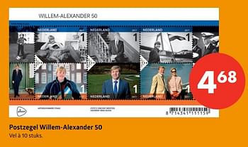 Aanbiedingen Postzegel willem-alexander 50 - Huismerk-Bruna - Geldig van 18/04/2017 tot 30/04/2017 bij Bruna