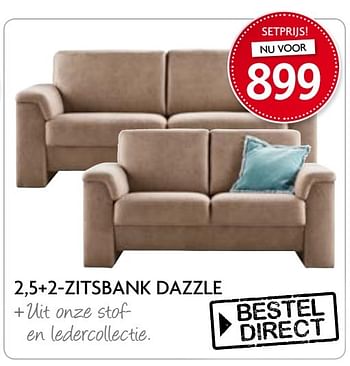 Aanbiedingen 2,5+2-zitsbank dazzle + uit onze stof- en ledercollectie. - Huismerk - Profijt Meubelen - Geldig van 28/04/2017 tot 05/05/2017 bij Profijt Meubel