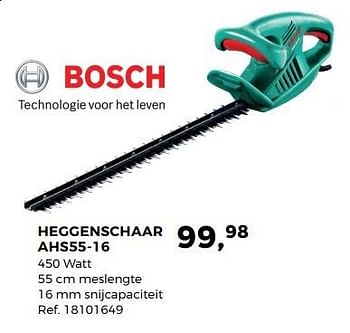 Aanbiedingen Bosch heggenschaar ahs55-16 - Bosch - Geldig van 02/05/2017 tot 30/05/2017 bij Supra Bazar