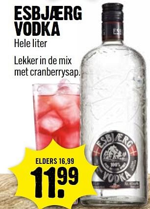 Aanbiedingen Esbjaerg vodka hele liter - Esbjaerg - Geldig van 30/04/2017 tot 06/05/2017 bij Dirk III