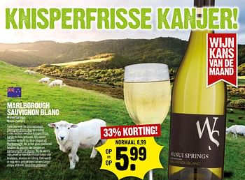 Aanbiedingen Marlborough sauvignon blanc - Witte wijnen - Geldig van 30/04/2017 tot 06/05/2017 bij Dirk III
