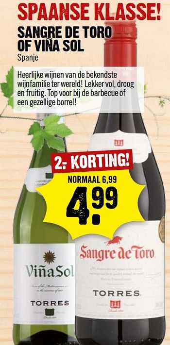 Aanbiedingen Sangre de toro of vin - Rode wijnen - Geldig van 30/04/2017 tot 06/05/2017 bij Dirk III