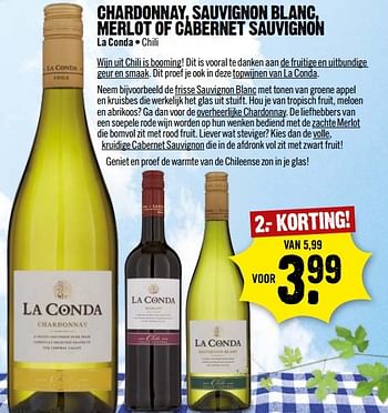 Aanbiedingen Chardonnay, sauvignon blanc, merlot of cabernet sauvignon - Witte wijnen - Geldig van 30/04/2017 tot 06/05/2017 bij Dirk III