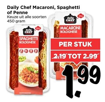 Aanbiedingen Daily chef macaroni, spaghetti of penne - Daily chef - Geldig van 30/04/2017 tot 06/05/2017 bij Vomar